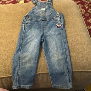 Oshkosh Bgosh Original girls cutie denim‎ overalls Size 3T Embroidered (TD)
